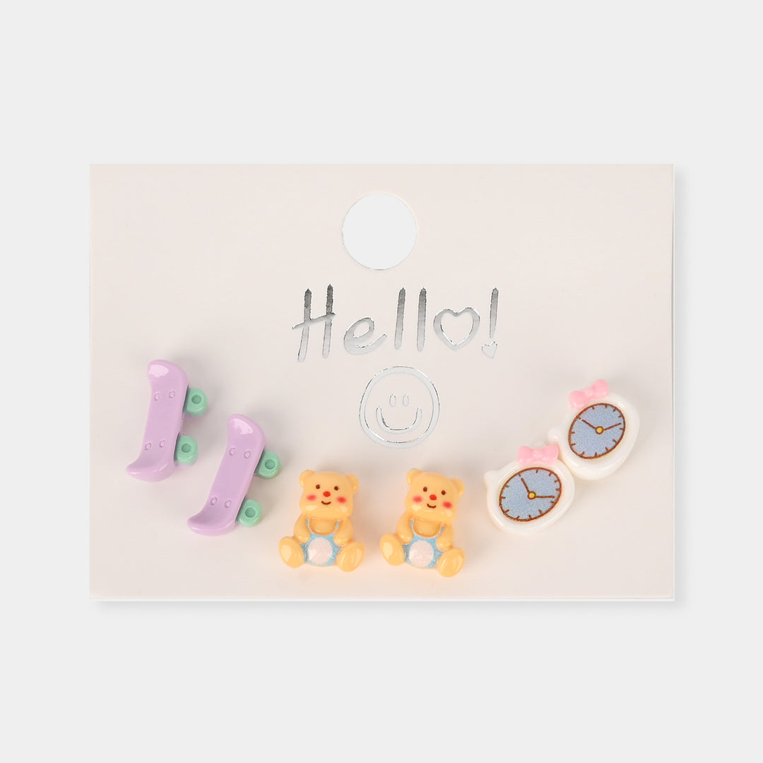 Colorful Ear Tops – Pack of 3 for Little Girls
