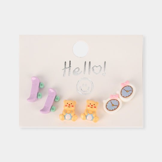 Colorful Ear Tops – Pack of 3 for Little Girls