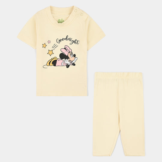 Infant Girls Poly Cotton Jersey Night Suit GOOD NIGHT-BROWN