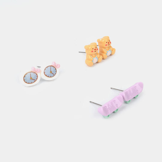 Colorful Ear Tops – Pack of 3 for Little Girls