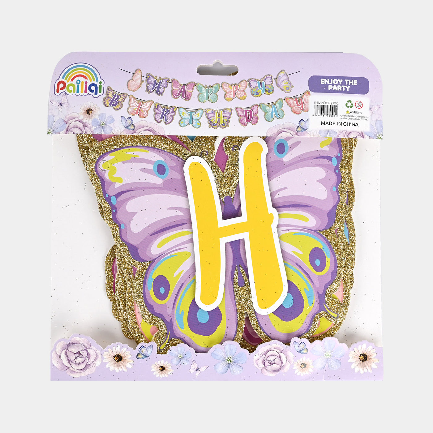 HBD Butterfly Glitter Decoration Banner