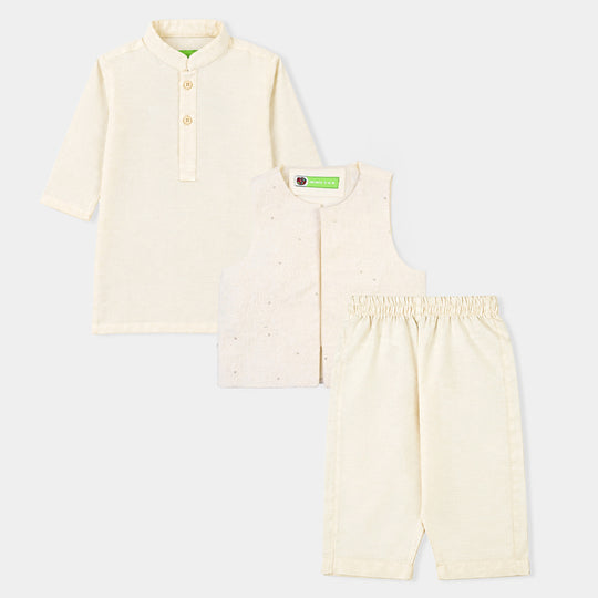 Infant Boys Poly Cotton 3Piece Suit Jagmag - Off White
