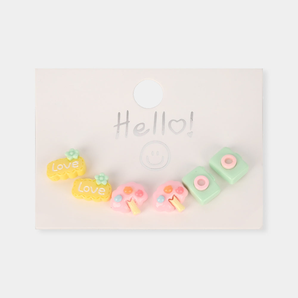 Colorful Ear Tops – Pack of 3 for Little Girls