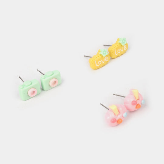 Colorful Ear Tops – Pack of 3 for Little Girls