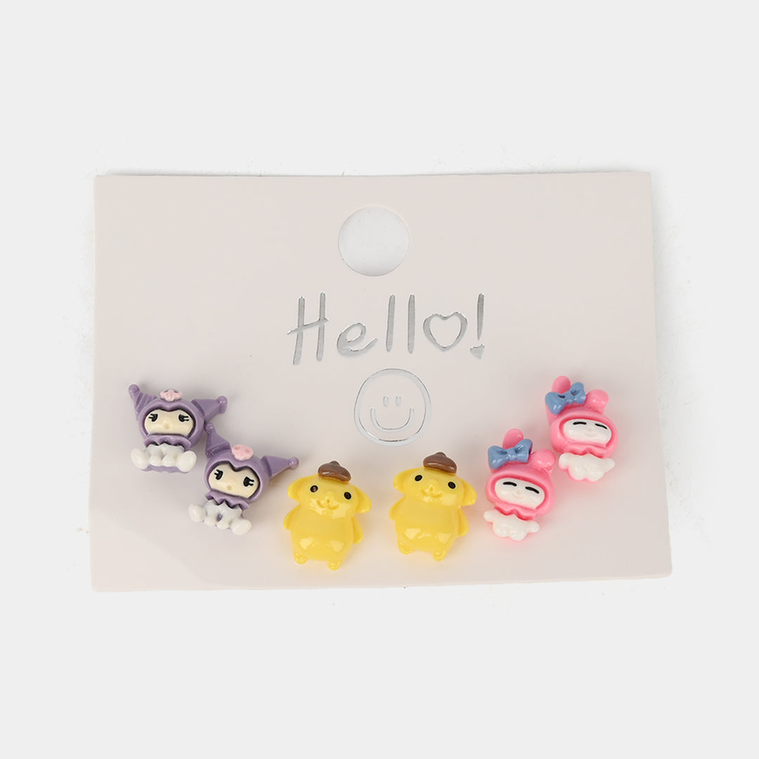 Colorful Ear Tops – Pack of 3 for Little Girls