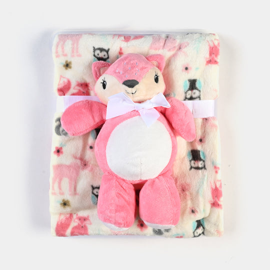 Cute Baby Blanket With Stuff Toy