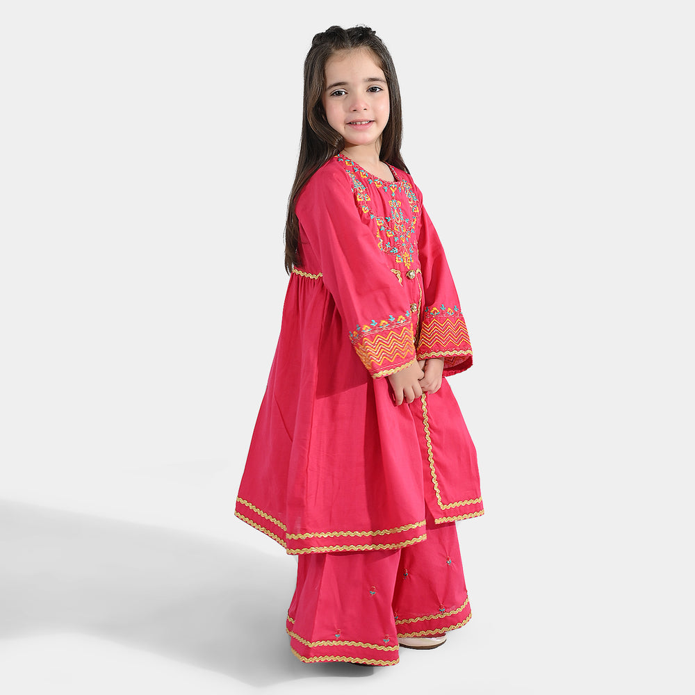 Girls Cotton 2Pcs Razia-Shocking Pink