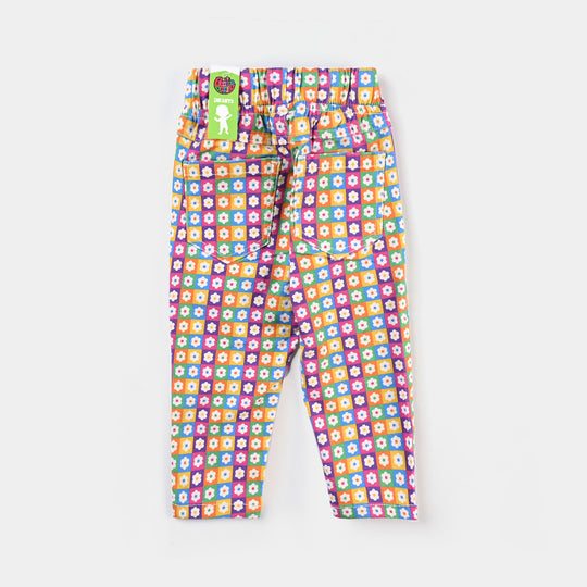 Infant Girls Cotton Twill Jeggings Rainbow Flowers