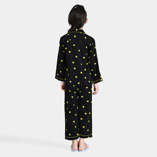 Girls Viscose Nightwear Yellow Heart - Black