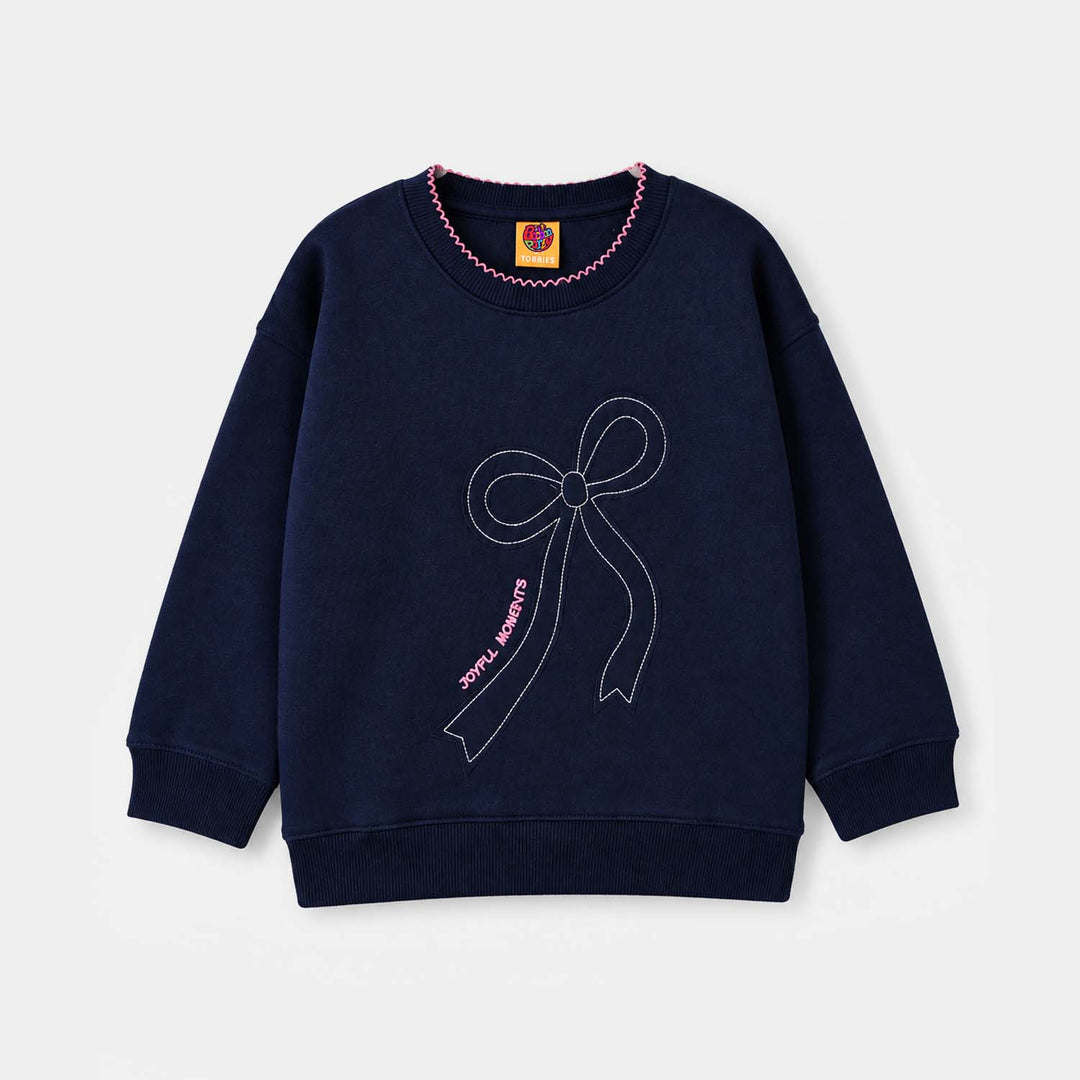 Girls Fleece Sweatshirt Joyful Moments-NAVY
