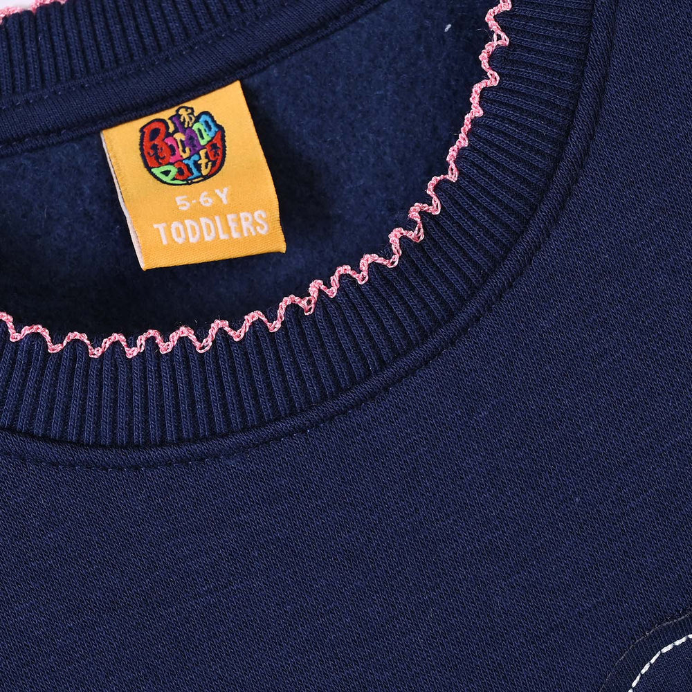 Girls Fleece Sweatshirt Joyful Moments-NAVY
