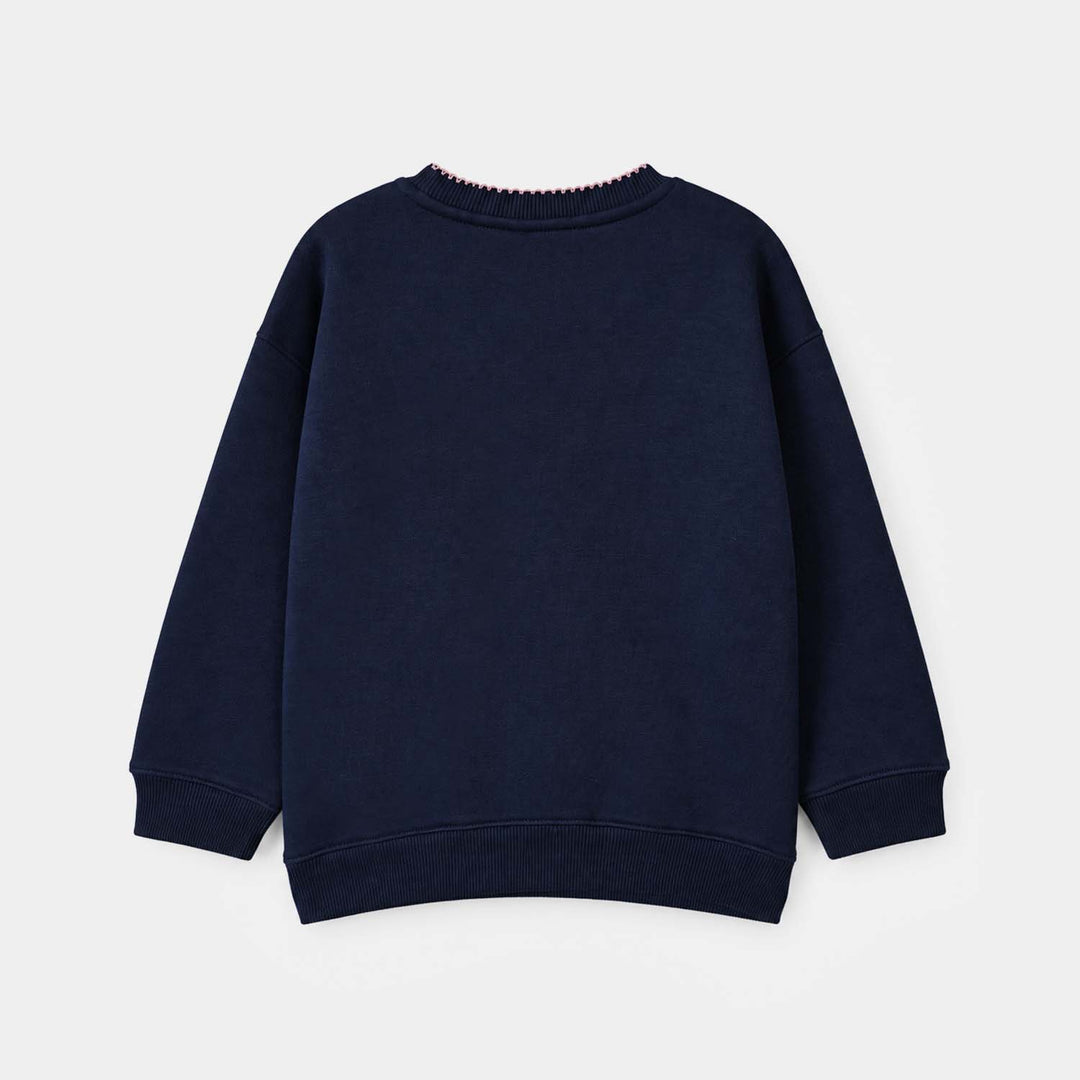 Girls Fleece Sweatshirt Joyful Moments-NAVY