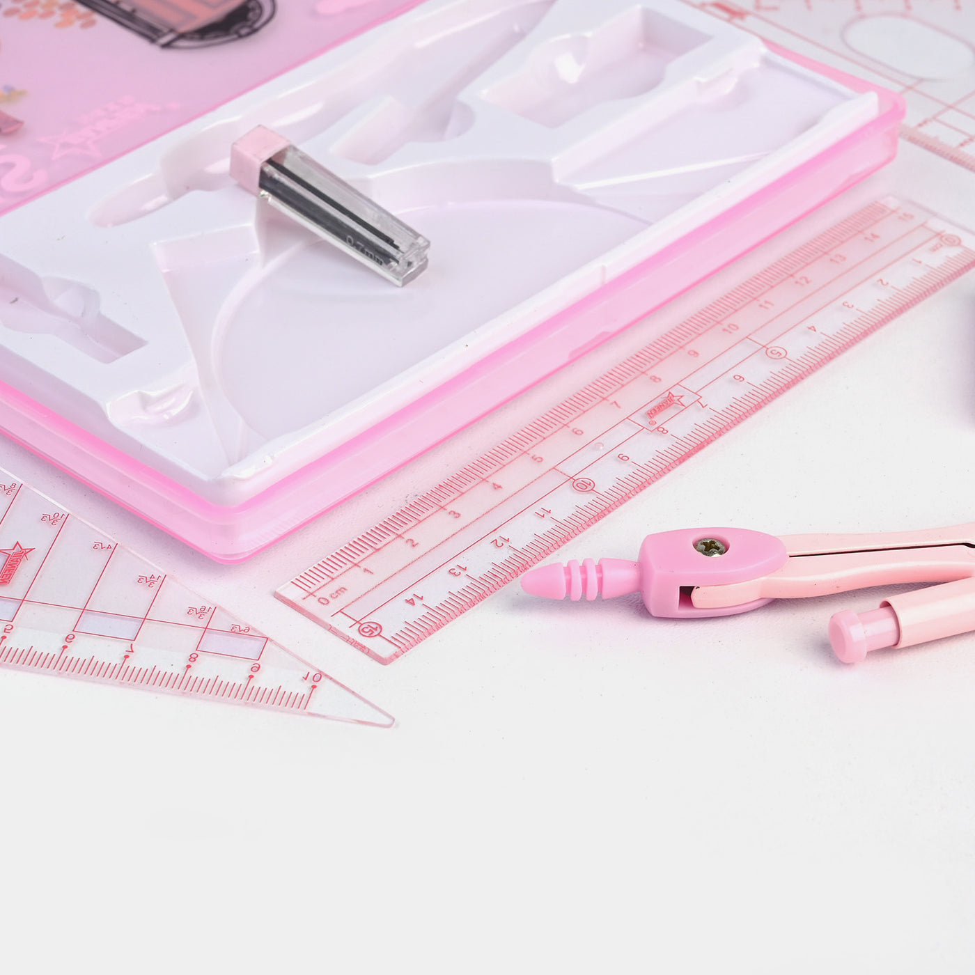 Geometry Tool Set with Storage Box-Pink