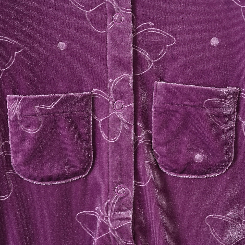 Infant Girls Embossed velvet Romper Butterfly-Purple