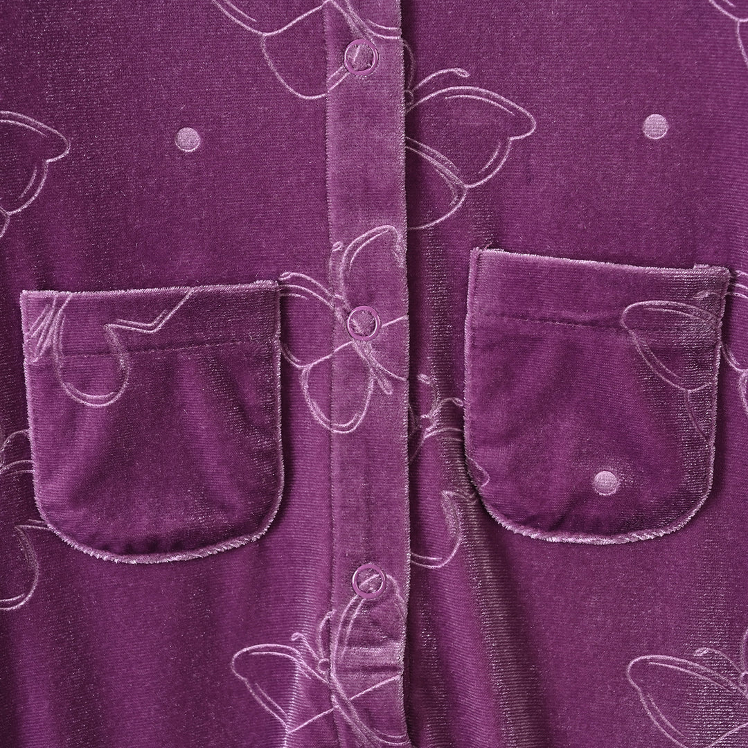 Infant Girls Embossed velvet Romper Butterfly-Purple