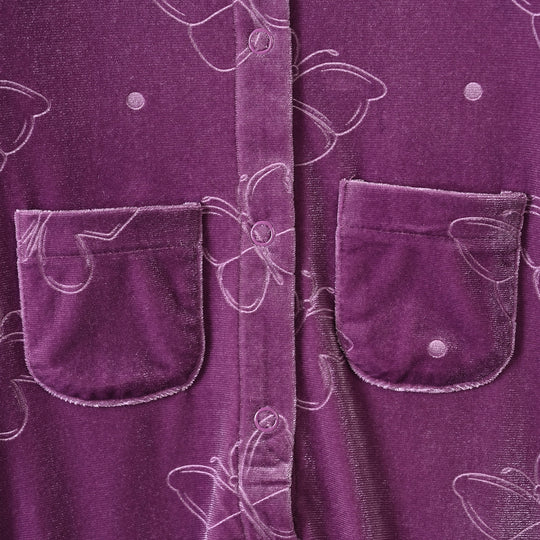 Infant Girls Embossed velvet Romper Butterfly-Purple