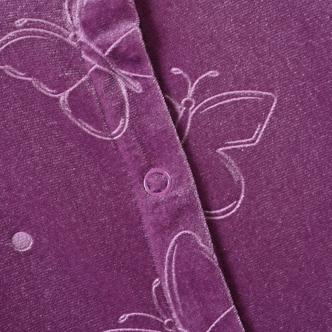 Infant Girls Embossed velvet Romper Butterfly-Purple