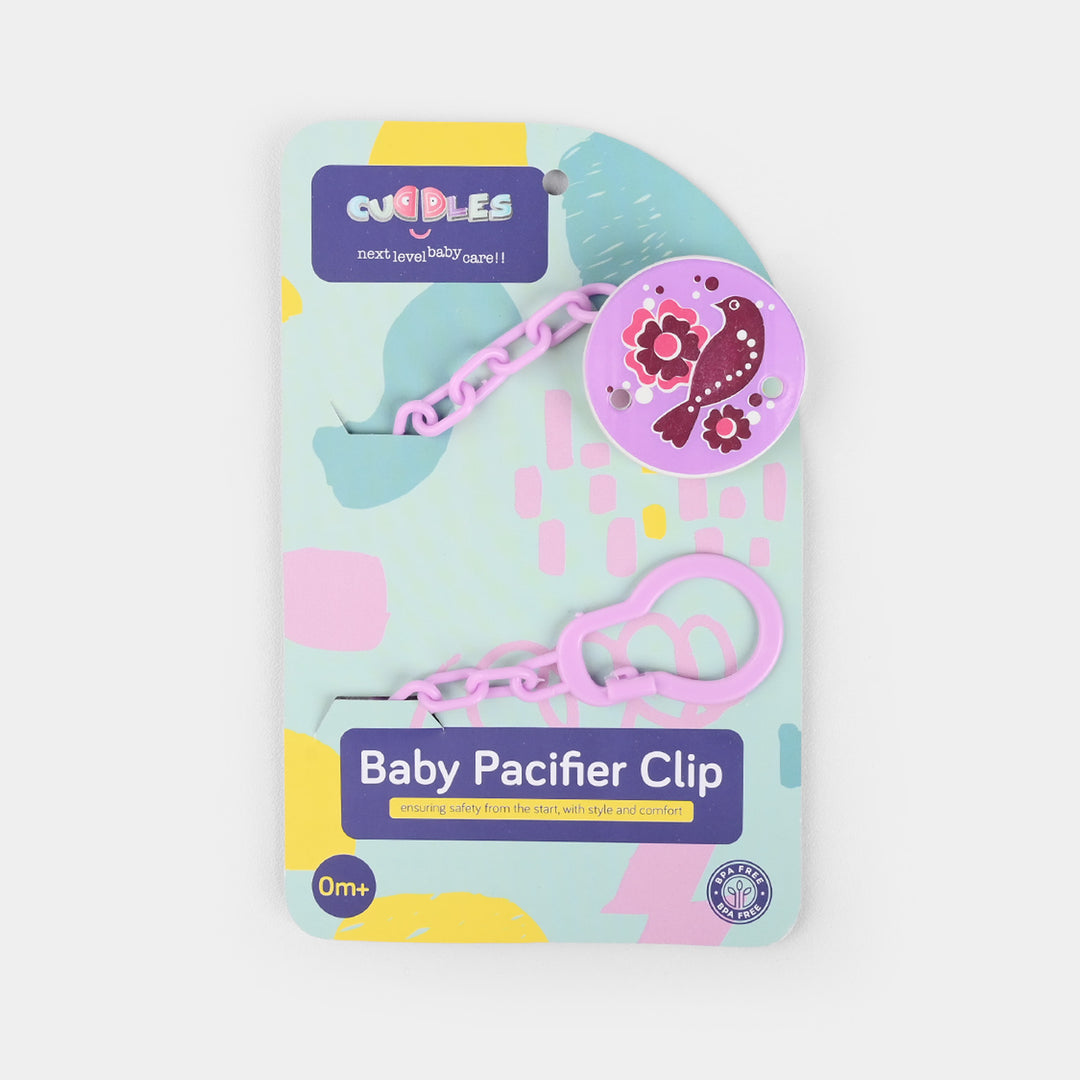 Baby Pacifier Clip W/Chain Purple