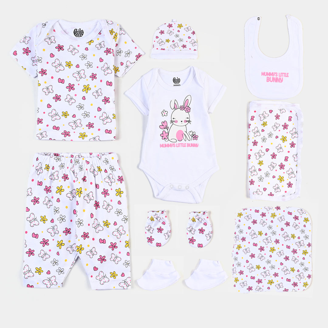 Infant Girls 9 Piece Set Bunny-S.White