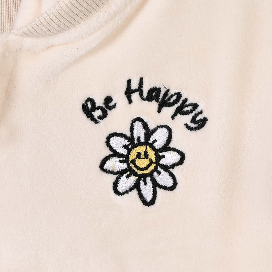 Infant Girls Velour Jacket Be Happy-Off.White