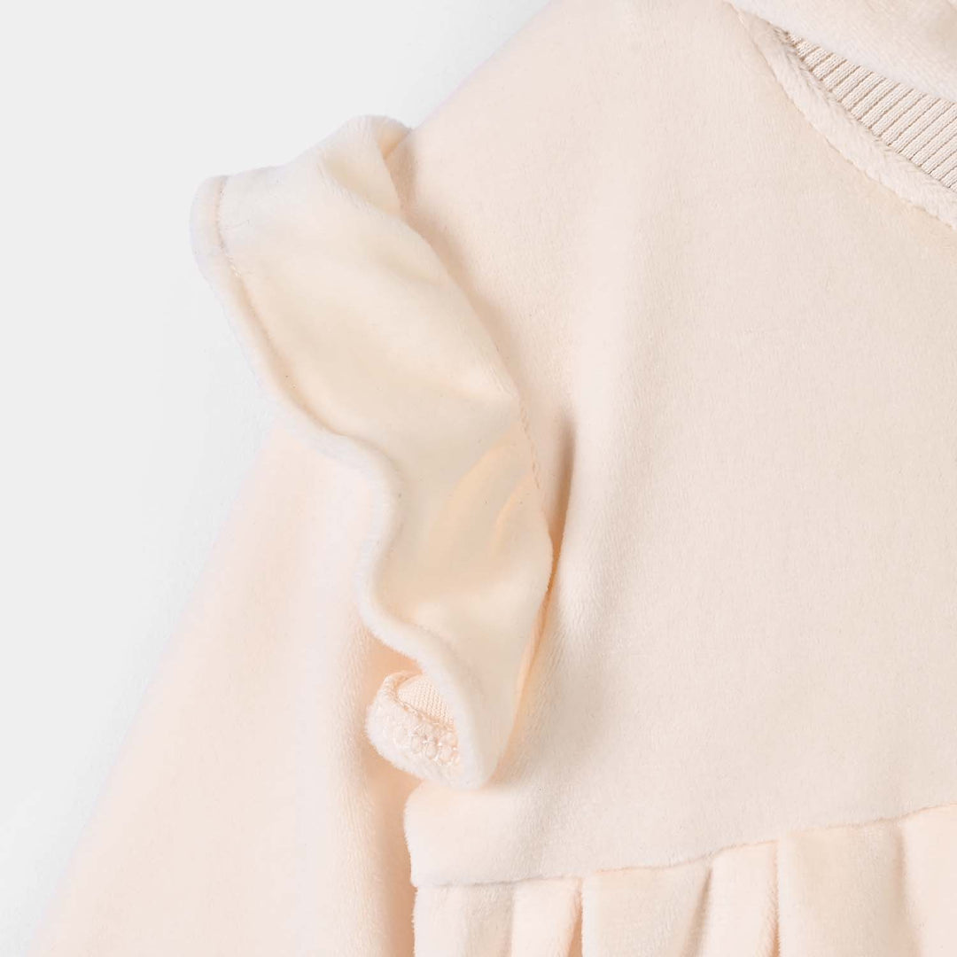 Infant Girls Velour Jacket Be Happy-Off.White