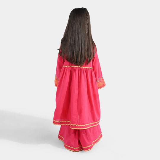 Girls Cotton 2Pcs Razia-Shocking Pink