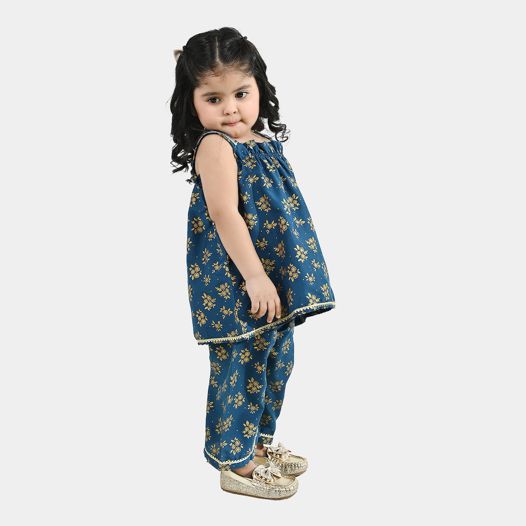Infant Girls Poly Cambric 2Pcs - Teal