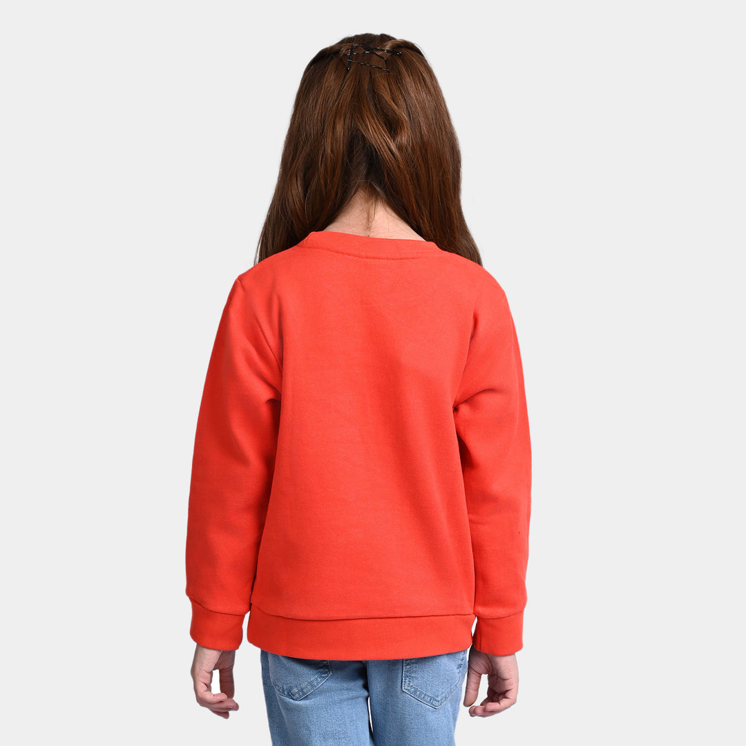 Girls Fleece Sweatshirt Follow Heart-ORANGE