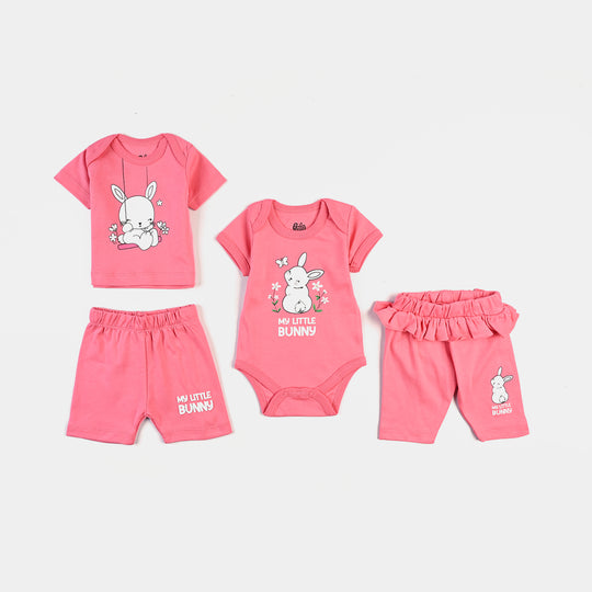 Infant Girls Cotton Interlock 10 Piece Set Bunny-S.PINK