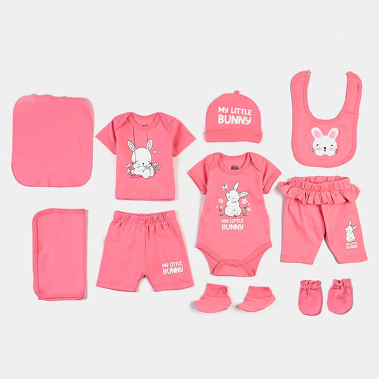Infant Girls Cotton Interlock 10 Piece Set Bunny-S.PINK