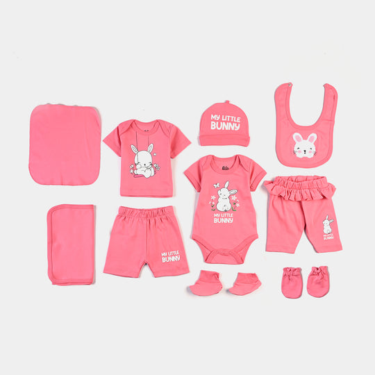 Infant Girls Cotton Interlock 10 Piece Set Bunny-S.PINK