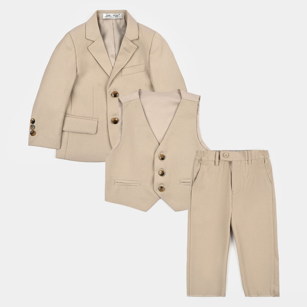 Boys Cotton, Polyester Coat Pant-BEIGE