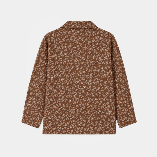 Girls Linen Viscose Nightwear-Fall-BROWN