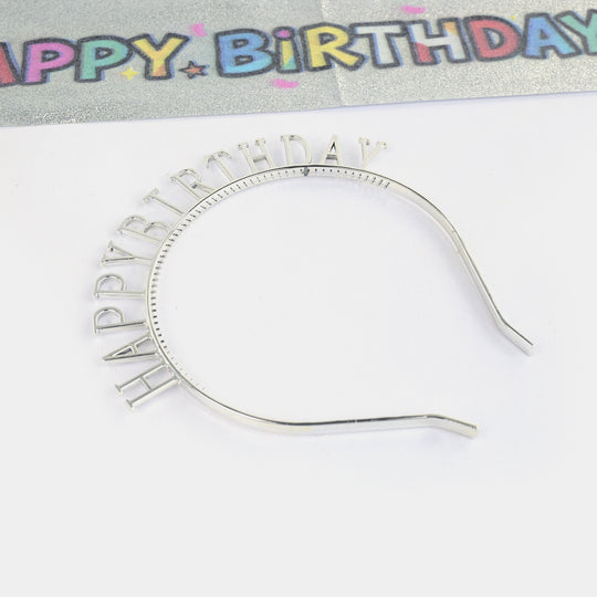 HBD Glitter Sash and Tiara Headband Set