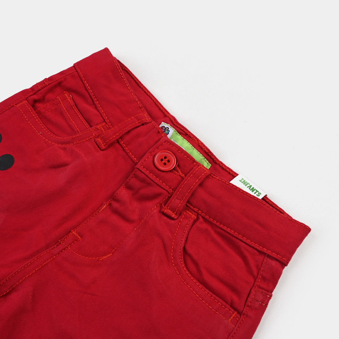 Infant Boys Cotton Twill Short-Red