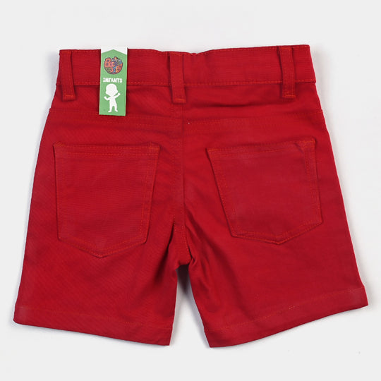 Infant Boys Cotton Twill Short-Red