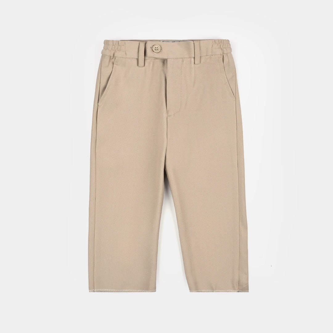 Boys Cotton, Polyester Coat Pant-BEIGE