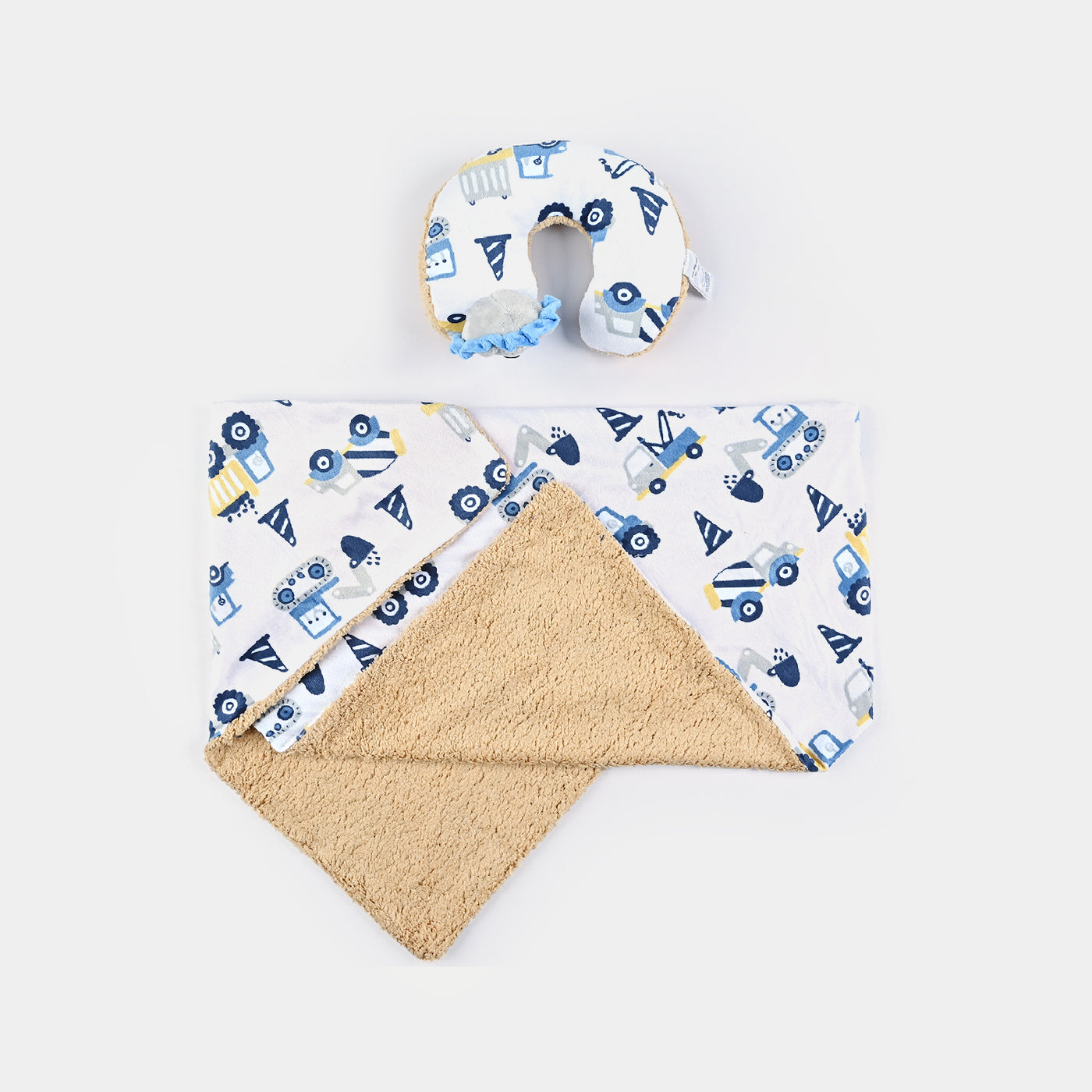 Wrapping Blanket With Neck Pillow- Blue