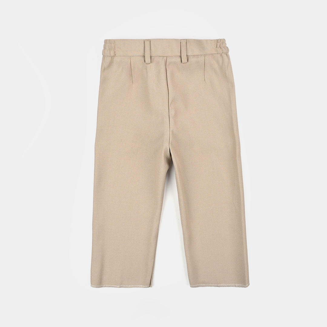 Boys Cotton, Polyester Coat Pant-BEIGE