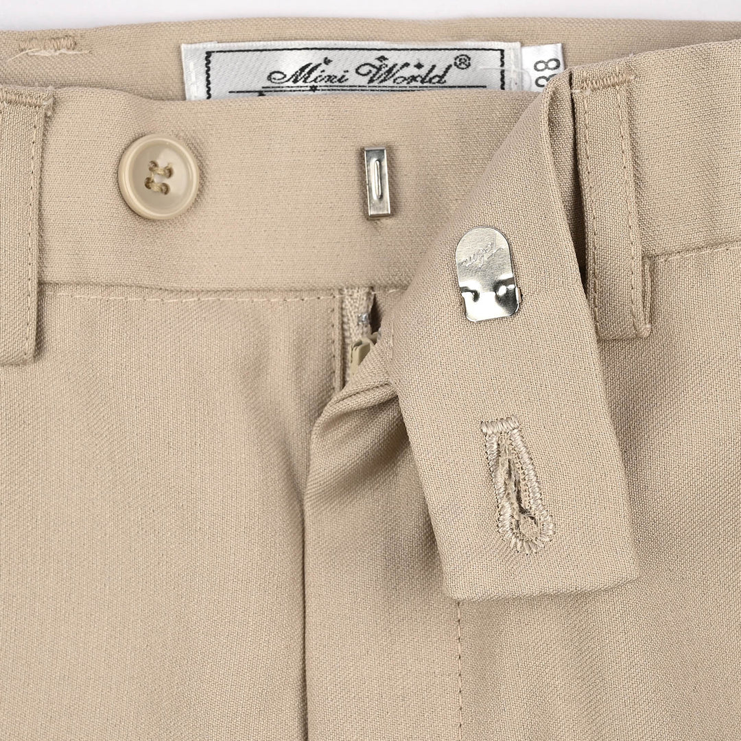 Boys Cotton, Polyester Coat Pant-BEIGE
