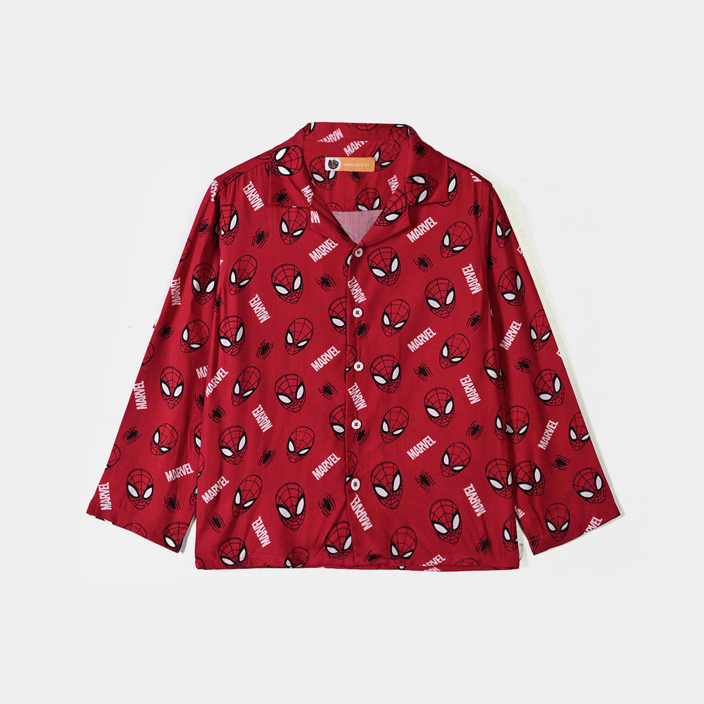 Boys Linen Viscose Nightwear-Character-RED
