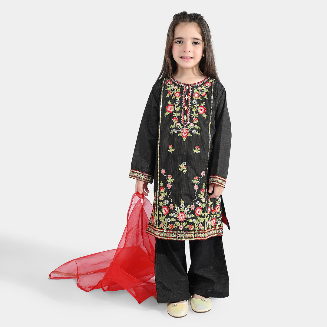 Girls Jacquard 3Pcs Nazreen-BLACK