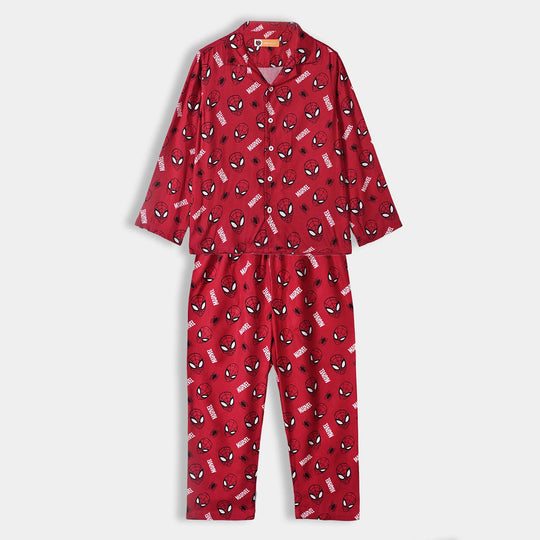 Boys Linen Viscose Nightwear-Character-RED