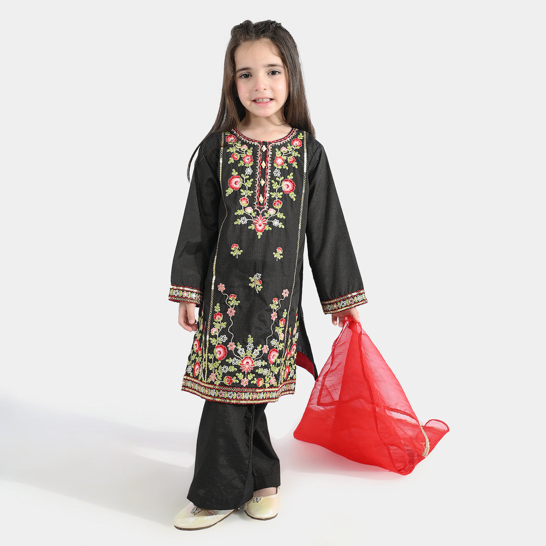 Girls Jacquard 3Pcs Nazreen-BLACK