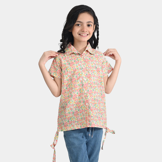 Girls Cotton Poplin Casual Top Baby Floral-Multi