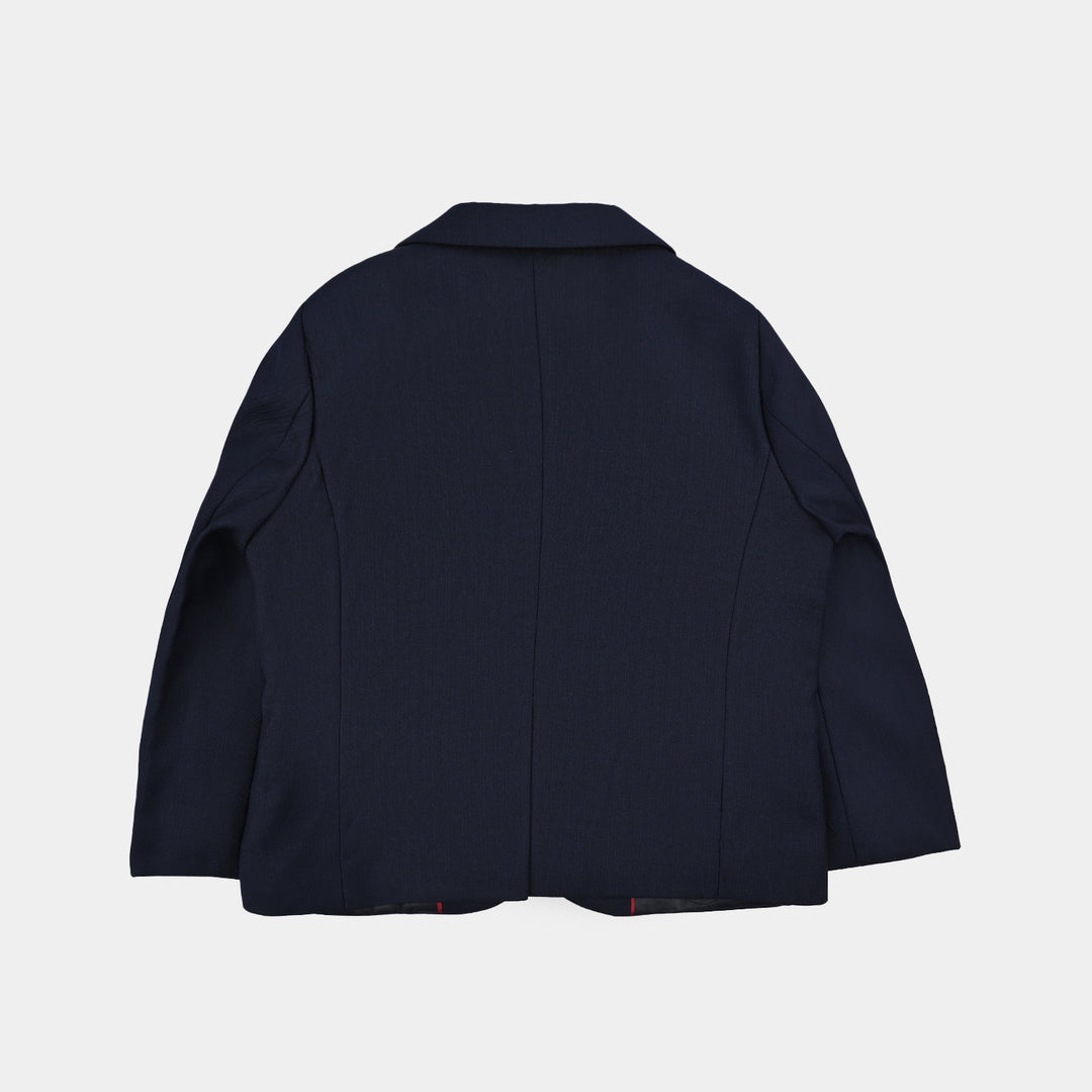 Boys Cotton, Polyester Coat Pant-Navy Blue
