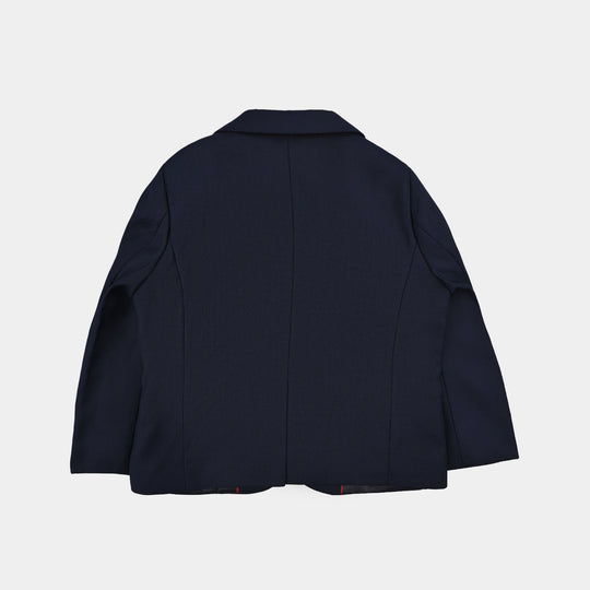 Boys Cotton, Polyester Coat Pant-Navy Blue