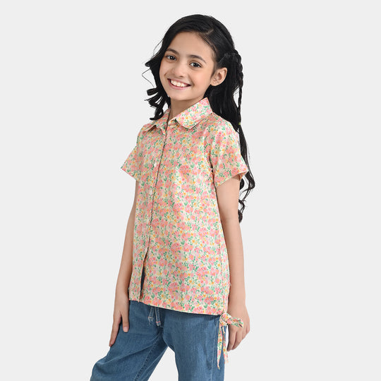 Girls Cotton Poplin Casual Top Baby Floral-Multi