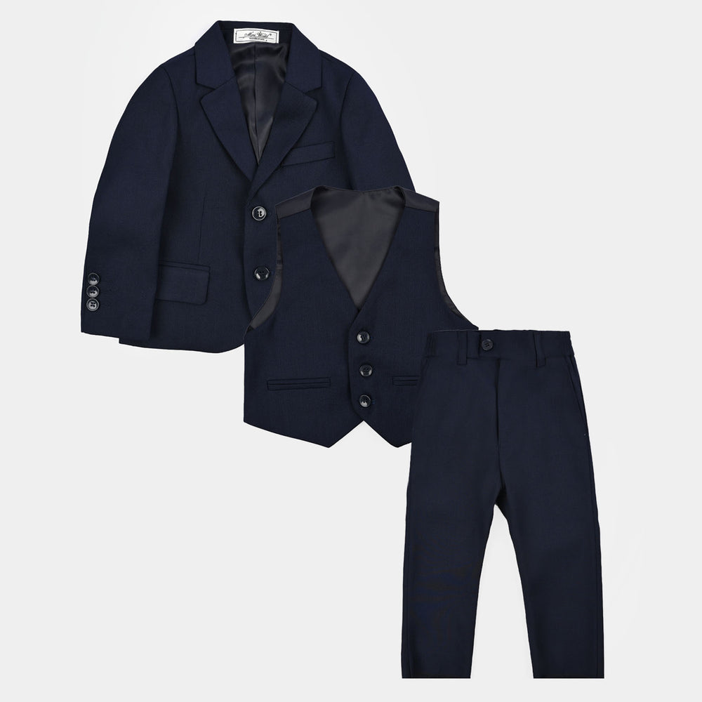 Boys Cotton, Polyester Coat Pant-Navy Blue