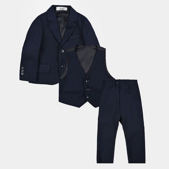 Boys Cotton, Polyester Coat Pant-Navy Blue